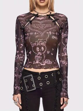 Semi-Sheer T-Shirt With Bow Accent